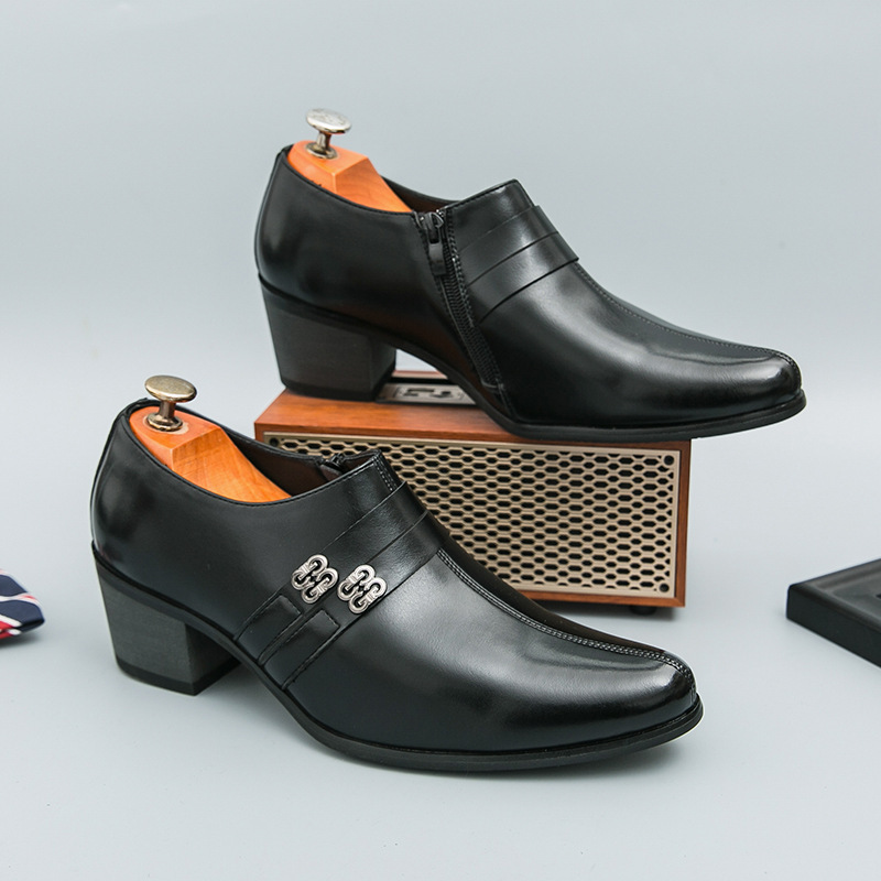 Cross-Border New Style Pointed-Toe Cuban Shoes, Fashionable Business Formal Wear, Height-Increasing Leather Shoes, High-Heeled Banquet Leather Shoes Cross-Border New Style Pointed-Toe Cuban Shoes, Fashionable Business Formal Wear, Height-Increasing Leather Shoes, High-Heeled Banquet Leather Shoes
