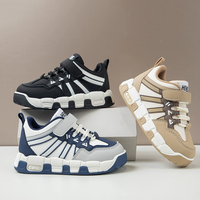 Спортивная обувь для мальчиков, кожаная осенне-зимняя новая детская обувь для бега в корейском стиле, модная дышащая повседневная обувь для учащихся начальной школы