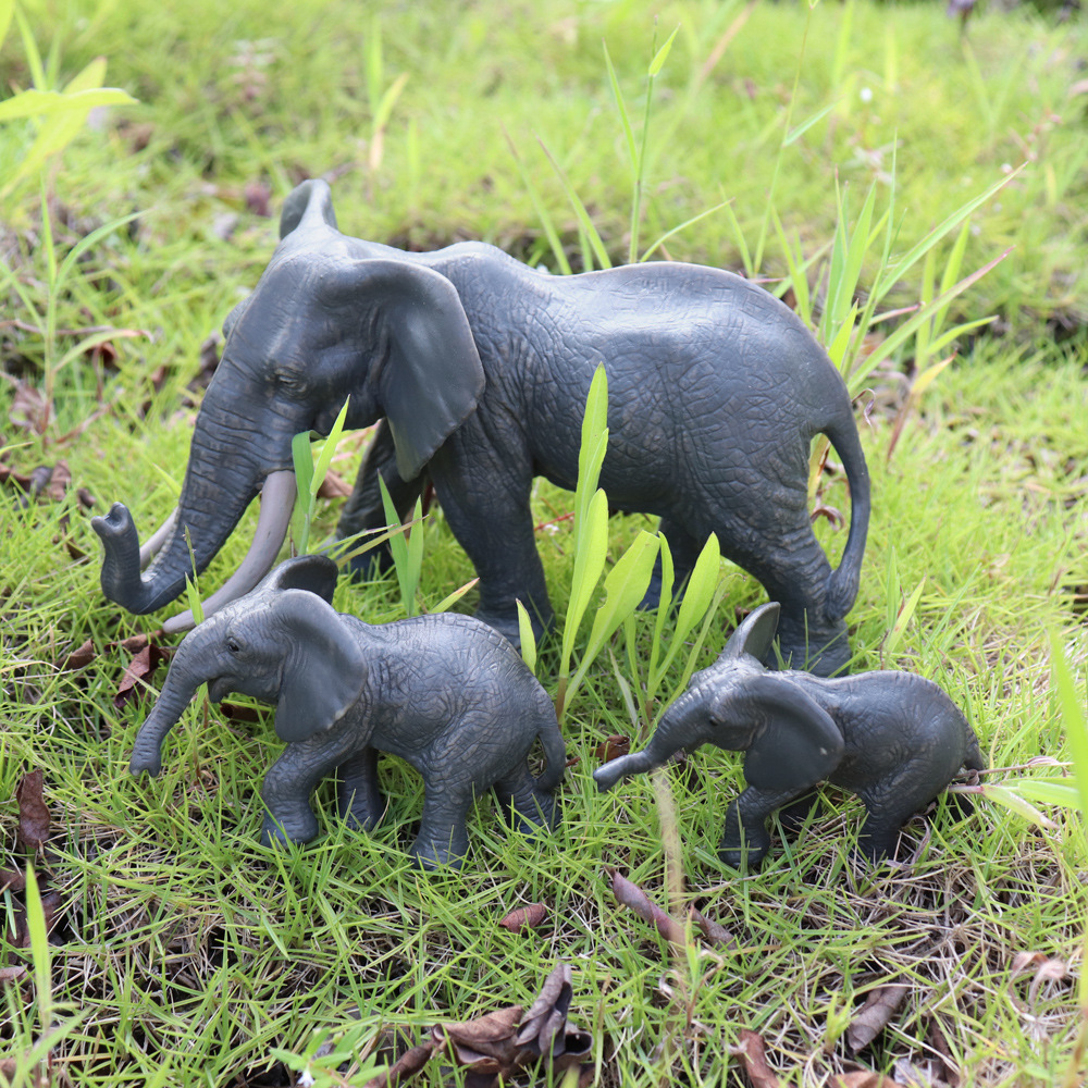 仿真非洲象模型 实心PVC野生大象小象摆件 宝宝早教认知玩具