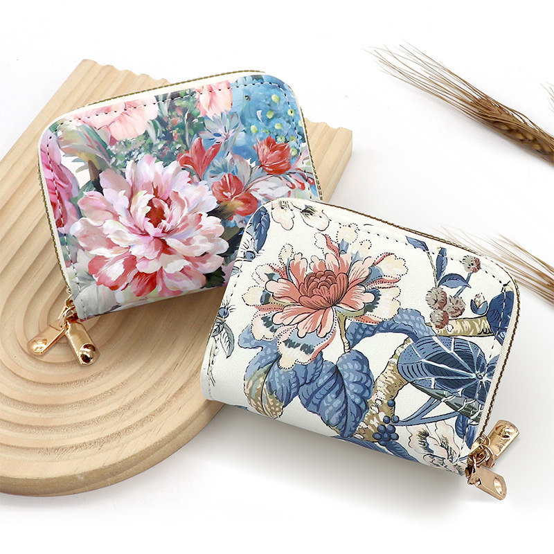 New Chinese-Style Card Holder for Women, Large Capacity, Multiple Card Slots, Multifunctional Zipper Coin Purse, Anti-Degaussing Card Holder for Women, Light Luxury