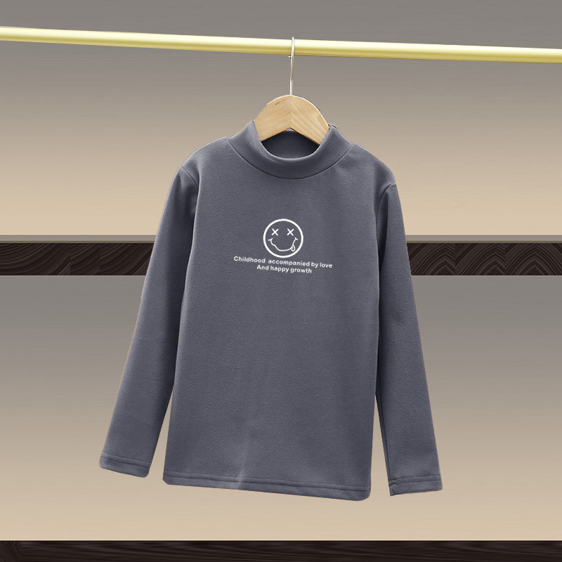 Las ventas directas de la fábrica de invierno de los niños interior de manga larga caliente superior de terciopelo de primavera y otoño medio y grande de los niños de cuello alto camisa de fondo