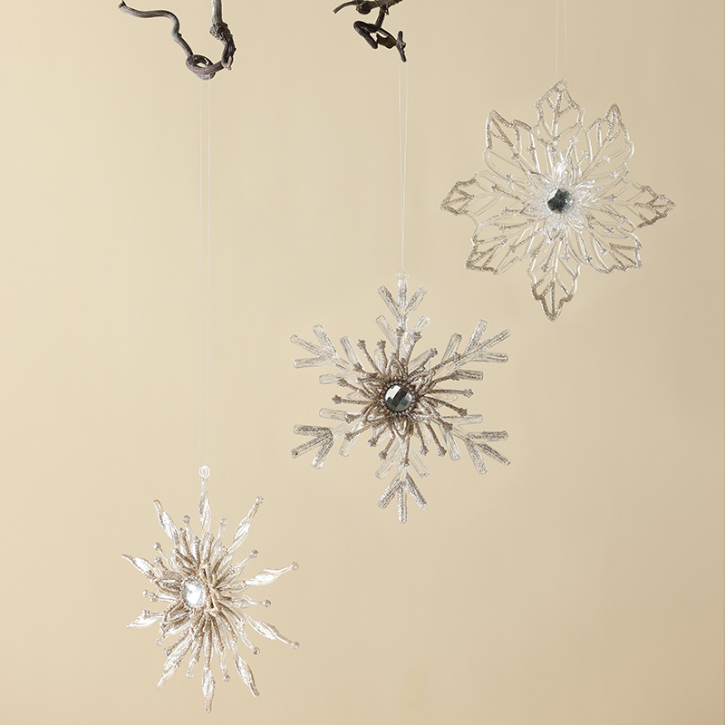 Decoraciones de árbol de Navidad ventana escenario de decoración accesorios colgante acrílico transparente flocos de nieve guirnaldas bolsas de regalo colgante