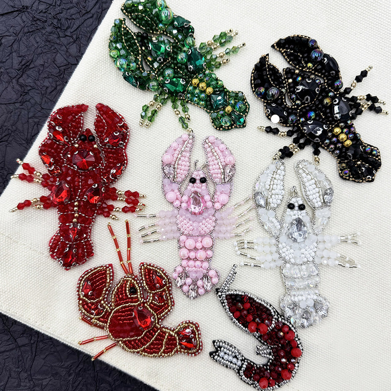 Fashion Embroidered Beaded Crayfish Clothing Decorative Cloth Stickers DIY Handmade Jewelry Bag Shoes Hat high quality Accessories
