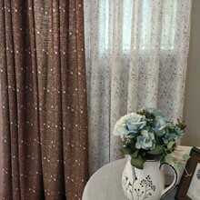 原创版权 美式田园碎花仿棉麻印花卧室客厅儿童窗帘窗纱