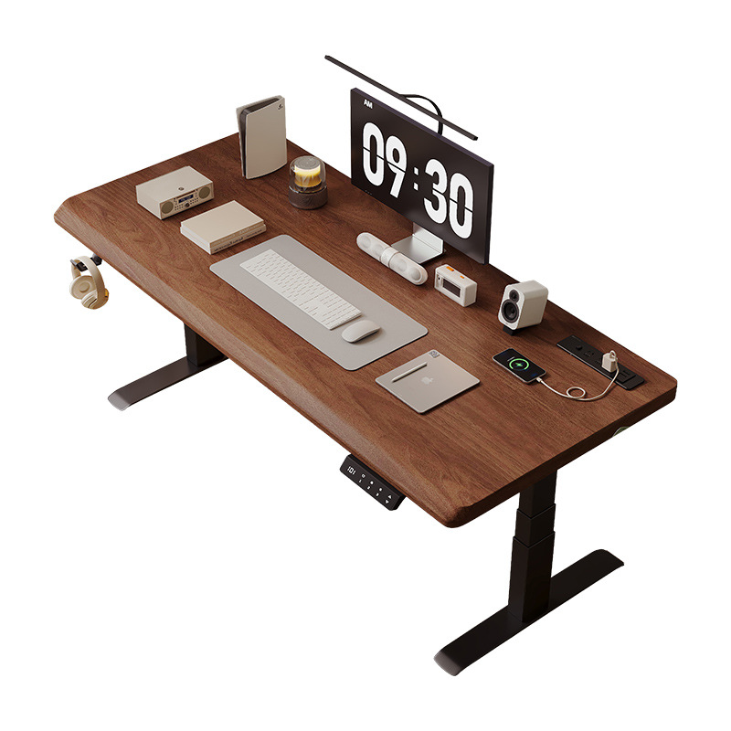 Mesa de elevación eléctrica de madera maciza Mesa de computadora Mesa de estudio Mesa de escritorio Mesa de deportes elevable Mesa de trabajo