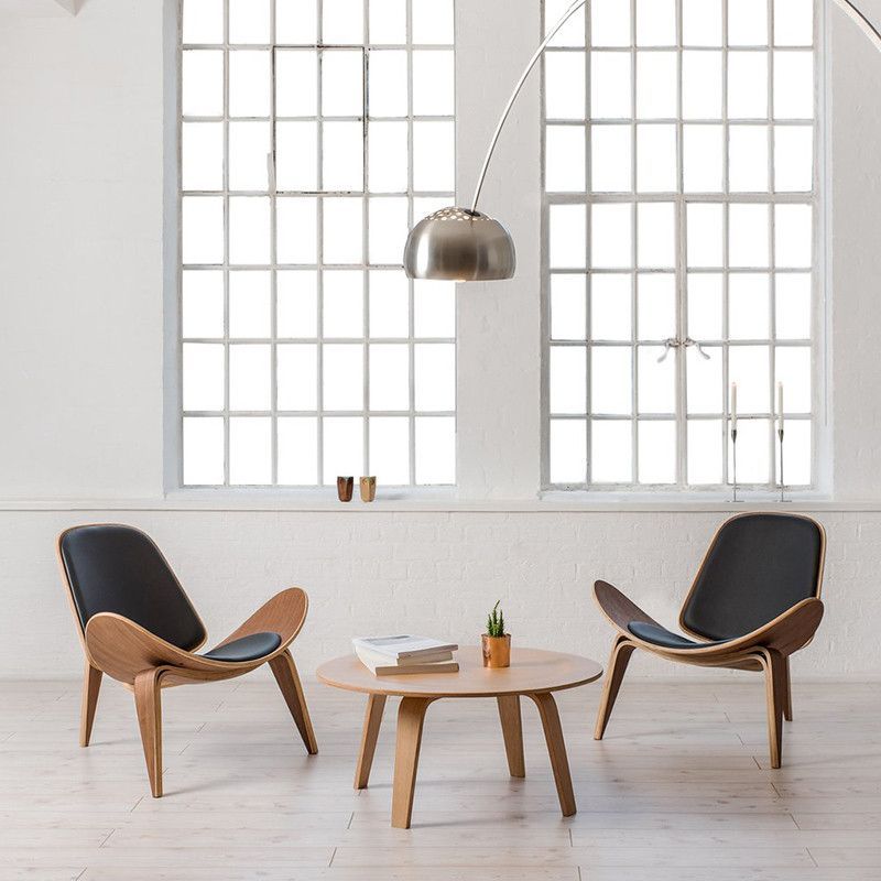Silla nórdica moderna con respaldo para sala de estar y balcón