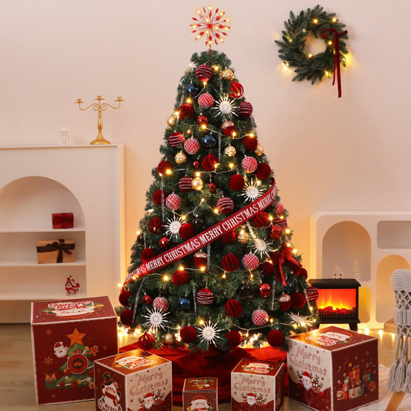 Shengyuan nuevo árbol de Navidad rojo con luces de Navidad hotel interior y exterior decoraciones domésticas grandes