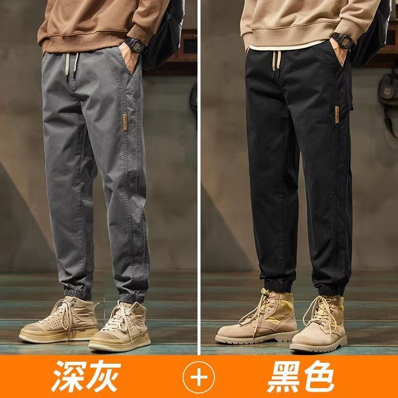 工装裤男款秋季2025新款运动裤子男士宽松束脚纯棉休闲裤男春秋款
