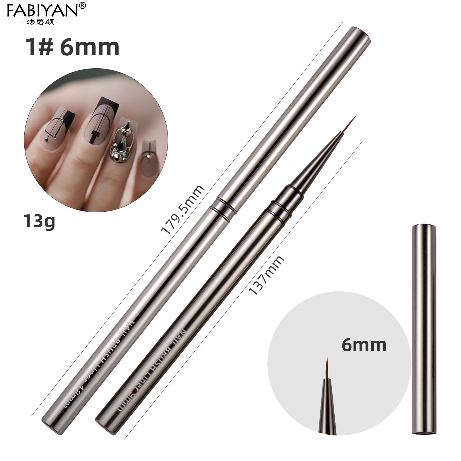 12 piezas varilla de metal cepillo de uñas traje fino pelo dibujo pluma tubo de cobre fototerapia pintura pluma línea dibujo flor herramienta