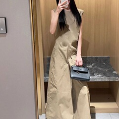 2025年夏の新型お姉さん風ベストベストのベストセットの女性の不規則なポケットは線の広い足のスカートのズボンをつなぎます。