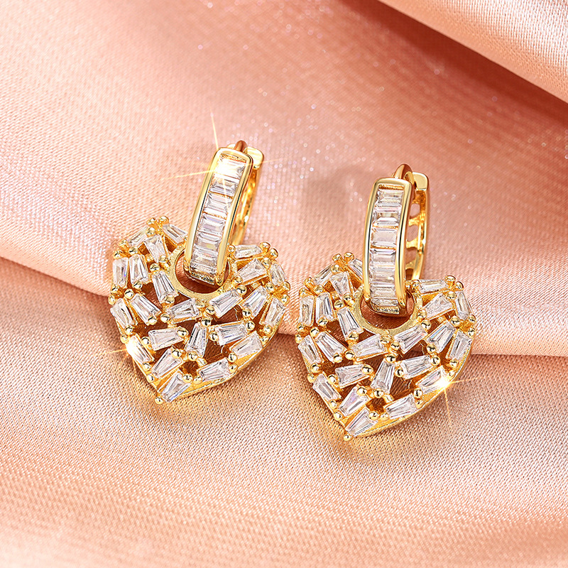 8g Weight Copper Ear Needle Material Zircon Inlay Material Earrings Classification Holiday, Daily Occasion Copper Material Heart Shape Pattern All Seasons Season Women's Gender Casual, Elegant Style Heart Shape Copper Casual Elegant Earrings 1