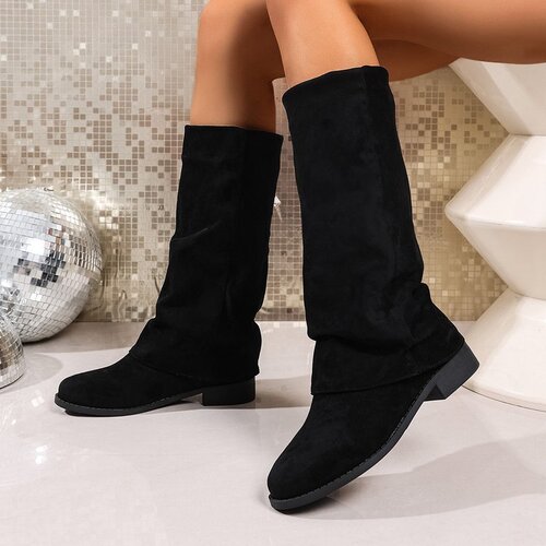 2025 new European and American autumn and winter boots, high tube suede thick heel boots, women's foreign trade, 36-43 large size women's boots wholesale