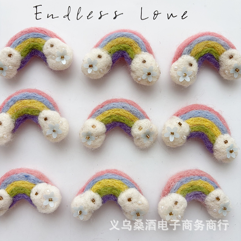 Korean-Style Fun Rainbow Wool Felt Earrings, Hair Accessories, Brooches, Phone Straps, Keychains, Shoe Decorations, Hat Decorations, Bag Accessories