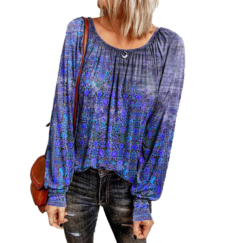 floral long-sleeved T-shirt Nihaostyles wholesale clothing vendor NSLZ72618