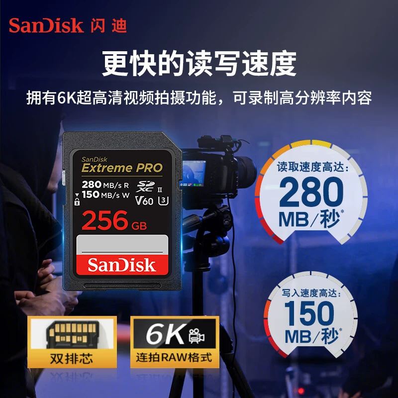 Sandi/SANDISK SD карта 64G 128G 256G 512G 1T V60 U3 6K скорость чтения 280MB/s