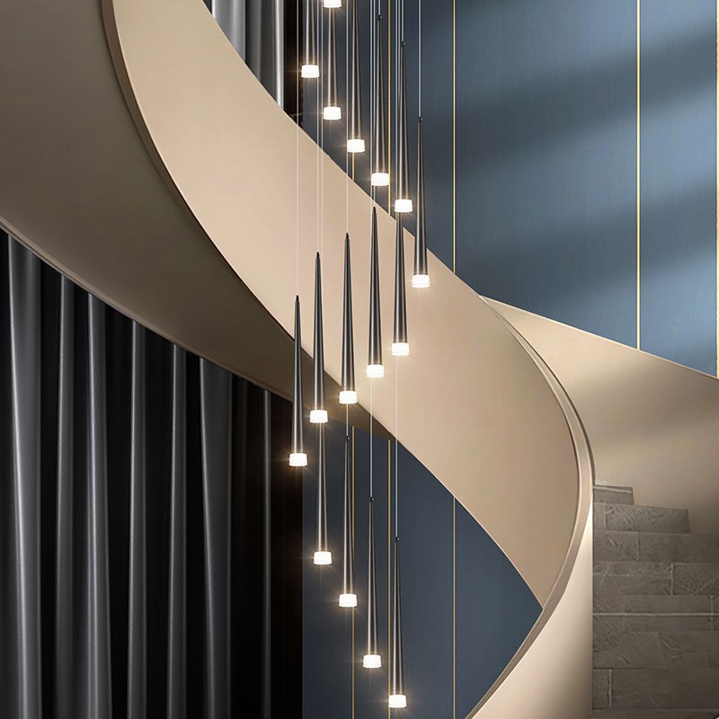 Apartamento escalera dúplex gran edificio medio libre loft hueco escalera larga lámpara de escalera dúplex creativo edificio villa en el edificio