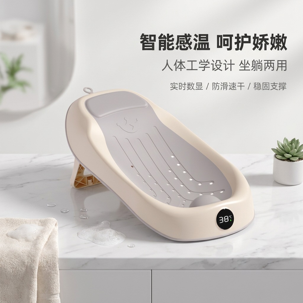 bañera infantil antideslizante doméstica colgante plegable sensible a la temperatura rack de baño bebé bañera recién nacida artefacto de baño