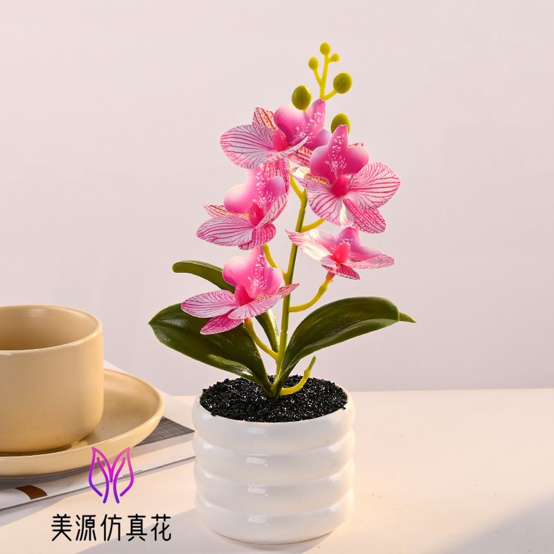 Selección estricta de 2026 nueva orquídea mariposa de alta simulación bonsai flor de seda falsa flor decoración de escritorio de la sala de estar decoración de estudio image 8