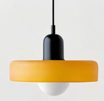 25CM 샹들리에 - 검정색 램프 헤드 + 주황색 갓 - 따뜻한 빛