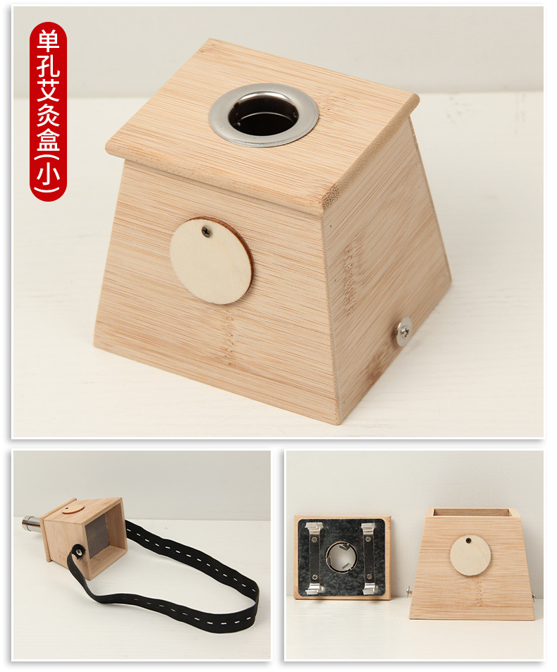 Six Hole Bamboo Moxibustion Box Ai Jiu Ge Traditional Moxa Warming Device for Body Therapy in use