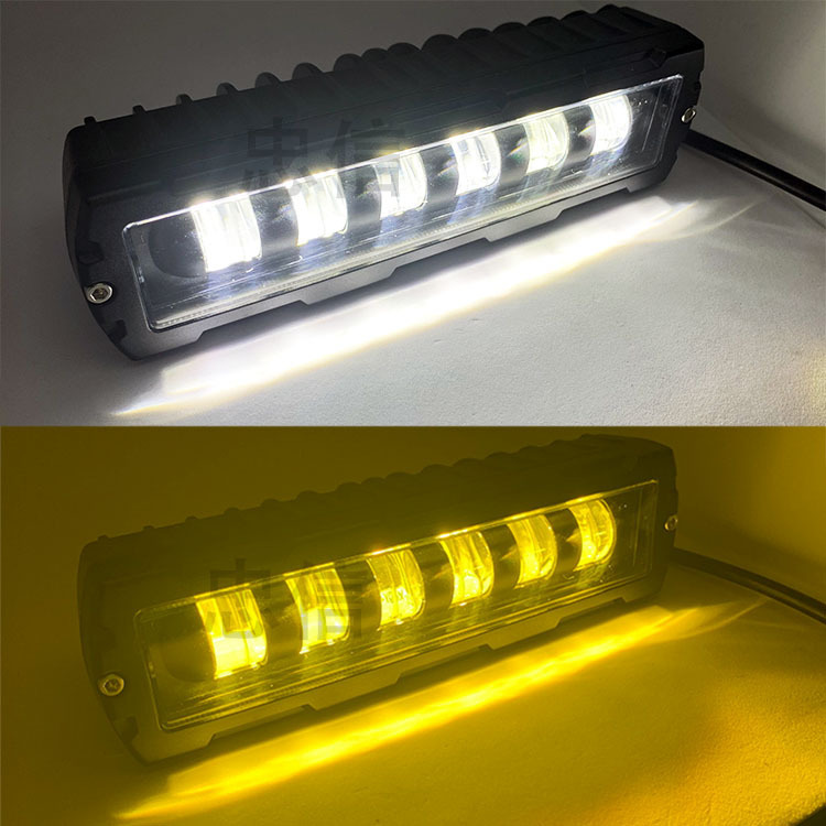 Cross-Border New Model Car Off-Road Vehicle Straight-Shaped 6-Eye Led White and Yellow Flashing Light Work Light Remote Spotlight Modification