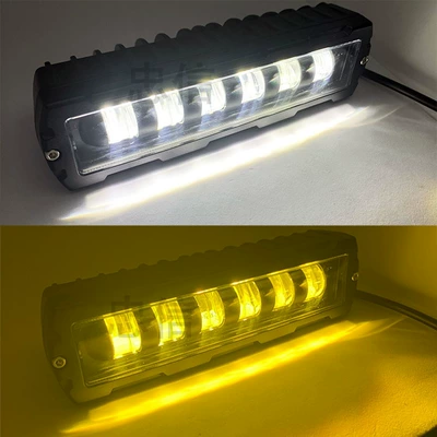 Cross-Border New Model Car Off-Road Vehicle Straight-Shaped 6-Eye Led White and Yellow Flashing Light Work Light Remote Spotlight Modification (License plate lamp) - 6-eyes-white-and-yellow-double-light-flash