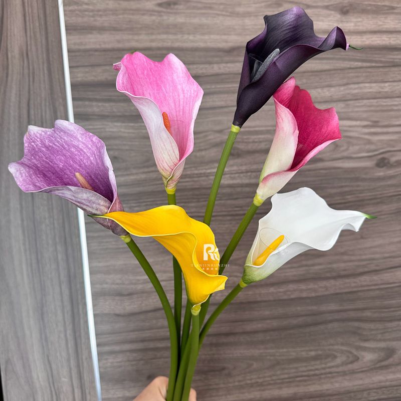 跨境熱銷仿真花馬蹄蓮海芋EVA打印假花家居裝飾婚慶花排插花軟裝