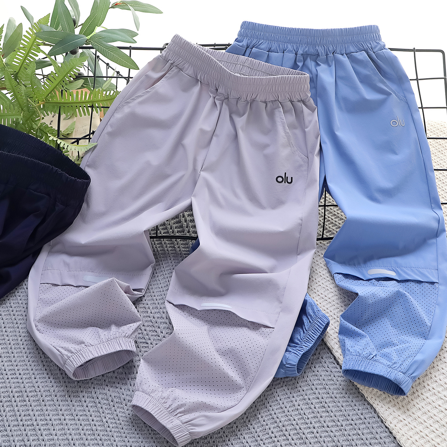Children's Quick-Drying Pants P Summer New Kidsren's Anti-Mosquito Pants Medium and Large Kidsren's Quick-Drying Air-Conditioned Pants P Perforated Boys' Ice Silk Pants