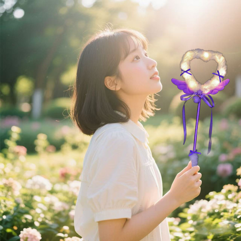 新しい天使の魔法の杖美少女かわいい子供の発光おもちゃ妖精の杖誕生日杖パフォーマンス小道具バッチ|undefined