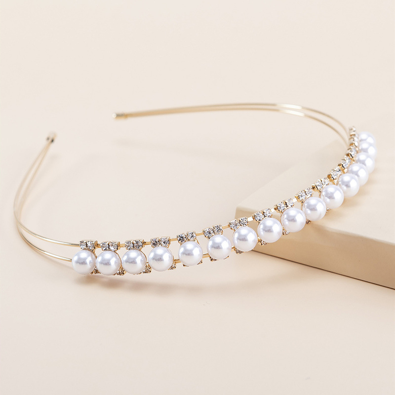 Inlay Design Elegant Style Elegant Geometric Metal Inlay Artificial Pearls Rhinestones Hair Band