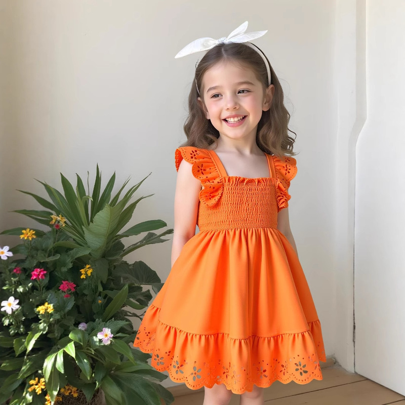Summer Solid Color Hollow Sleeveless Square Neck Casual Dress Summer Solid Color Hollow Sleeveless Square Neck Casual Dress
