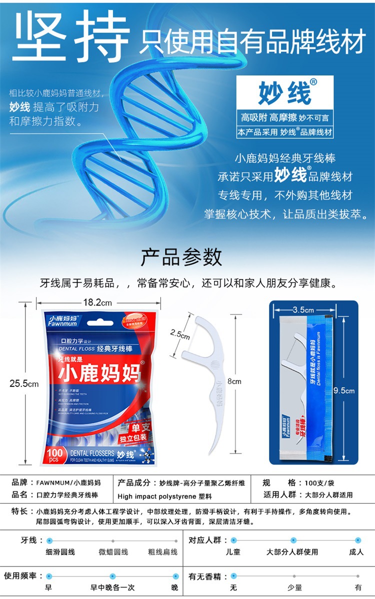 Little Deer Mother Dental Floss, disposable individual packaging, ultra-fine dental floss picks, toothpicks, dental floss box bags, wholesale pic 13
