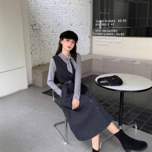 秋冬上新【流行街】意法韩版气质套装高级感通勤收腰系带呢子套裙