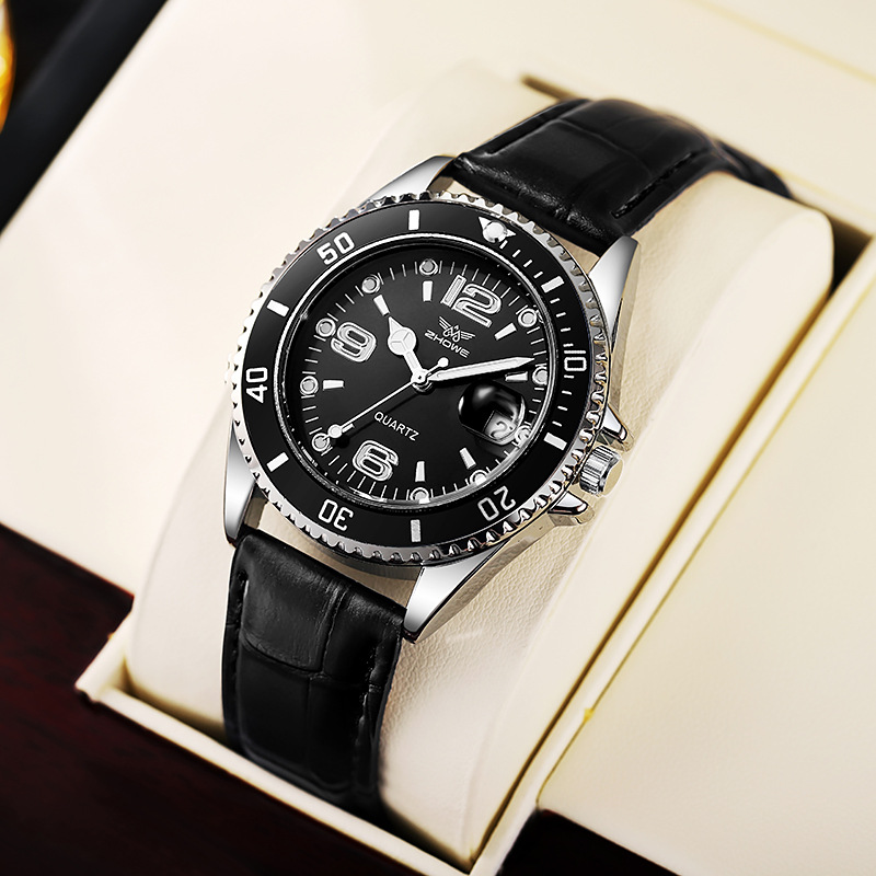 Comercio exterior moda negocios hombres correa de acero reloj calendario luminoso correa de acero reloj de los hombres temperamento reloj de cuarzo al por mayor