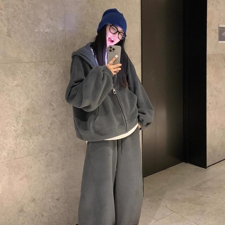特大码300斤时尚宽松跑步运动服套装女秋季胖MM卫衣长裤两件套240|undefined