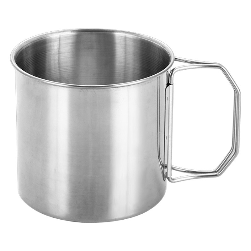 Cross-border 304 de acero inoxidable taza plegable portátil acampar al aire libre plegable mango taza al por mayor taza de camping