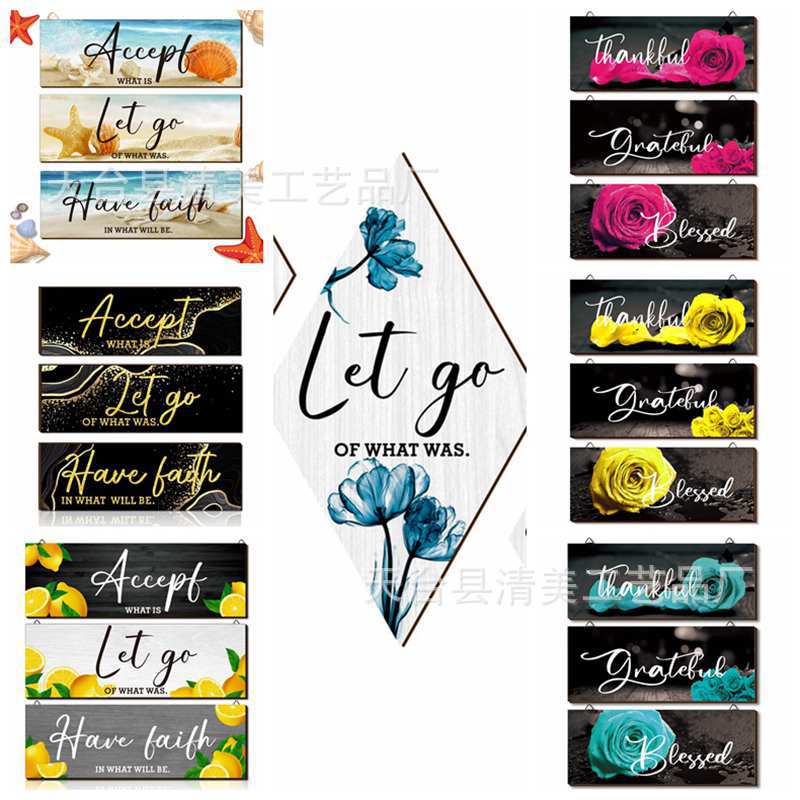 Venta directa de fábrica Decoración de pared Decoración de restaurante de cocina Guía de carretera Pintura colgante de madera Primavera Inspiradora Lista de madera