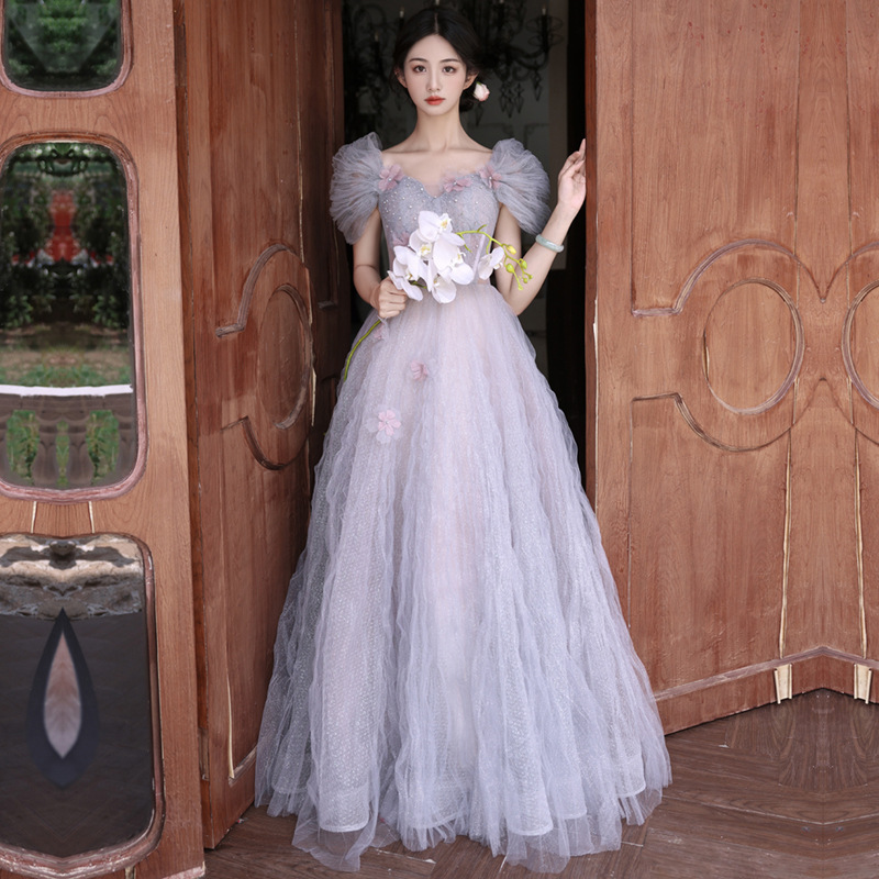 Fairy Style Evening Dress Women's High-end Light Luxury Niche Graduation Adult Ceremony Birthday Banquet Temperament Art Test Princess Dress Engagement