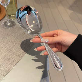 不锈钢大号汤勺高档酒店锤纹花边分餐勺自助餐分菜勺服务勺公用勺