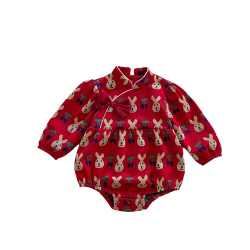 Baby clothes, spring and autumn clothes, baby one-month-old and 100-day-old dress jumpsuit, Chinese Tang suit cheongsam bag, cotton