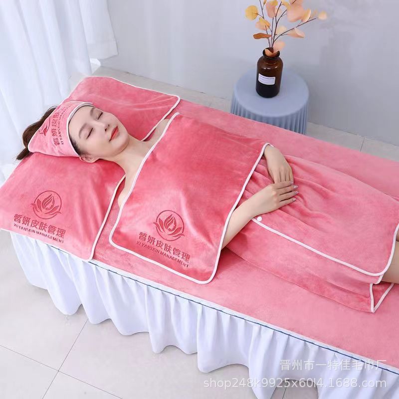 Beauty salon special towel suit skin management scarf bath towel thickened soft absorbent embroidered LOGO bed making