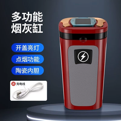 Hanging with Cigarette Lighter Luminous: Car ashtray - with-cigarette-lighter-red