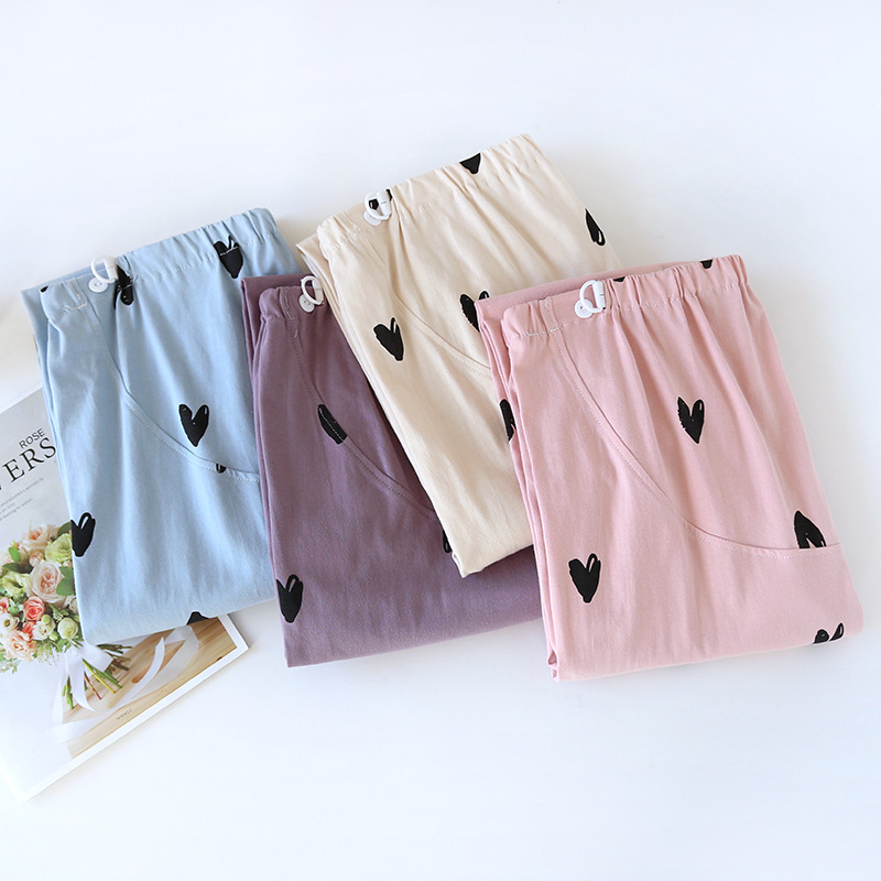 Pregnant women's pants soft and comfortable autumn and winter trousers pure cotton plus size loose adjustable belly support home pants