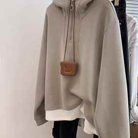 【官图 华棉复天鹅绒】特大码300斤双层帽秋冬季加绒加厚假两件卫