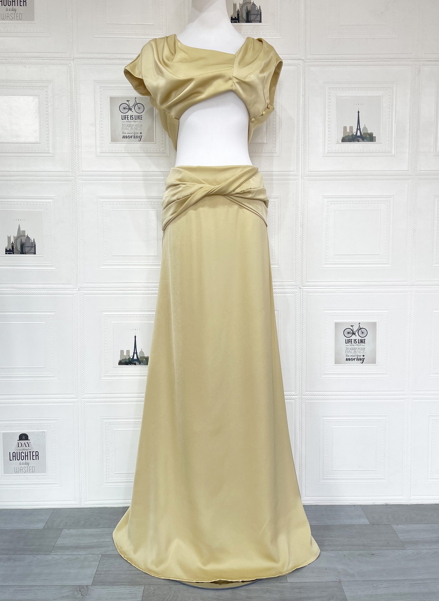 Sexy Geometric Panel Two-Piece Dress Set, Ruched Bustier Top With Asymmetrical Skirt For Women Fashion-Forward Two-Piece Set_ecoleips.com