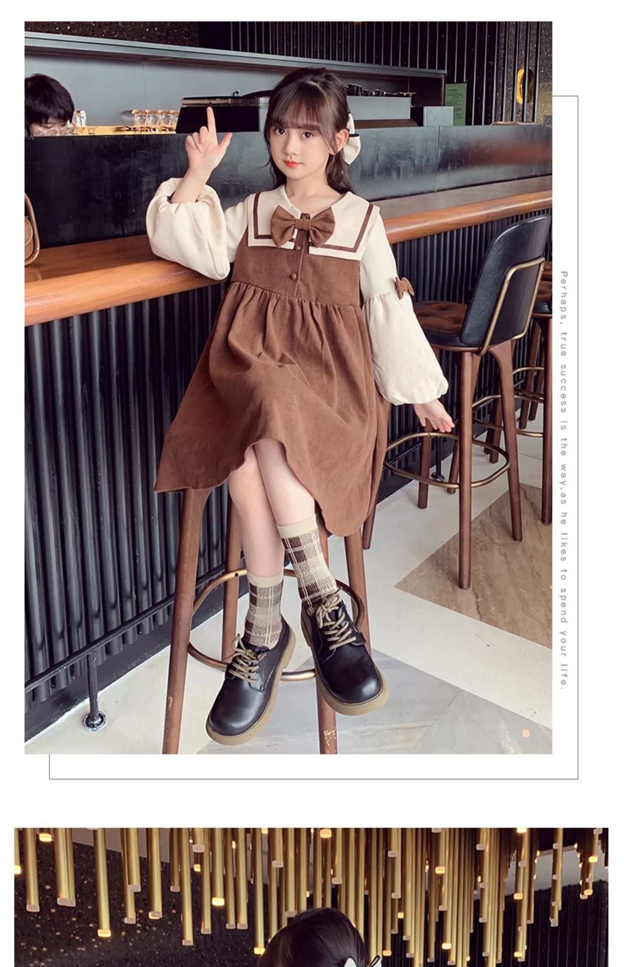 Girls' Fashion New Middle Big Children's Girls Corduroy Princess Dress Long sleeved Western Autumn and_voghion.com