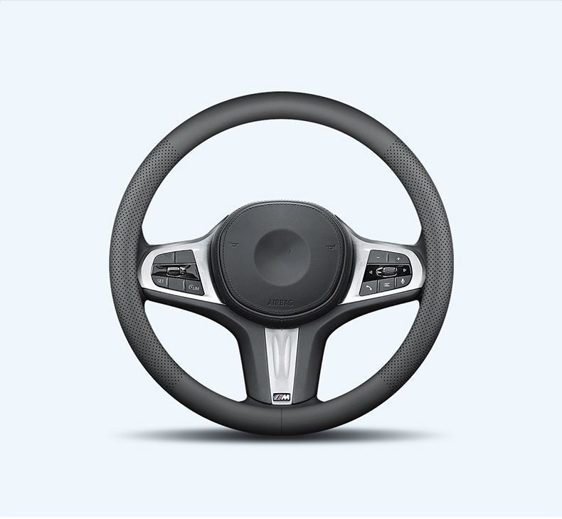 Cross-border business car steering wheel cover four seasons universal perforated breathable sweat-absorbent cover car nappa leather protective cover