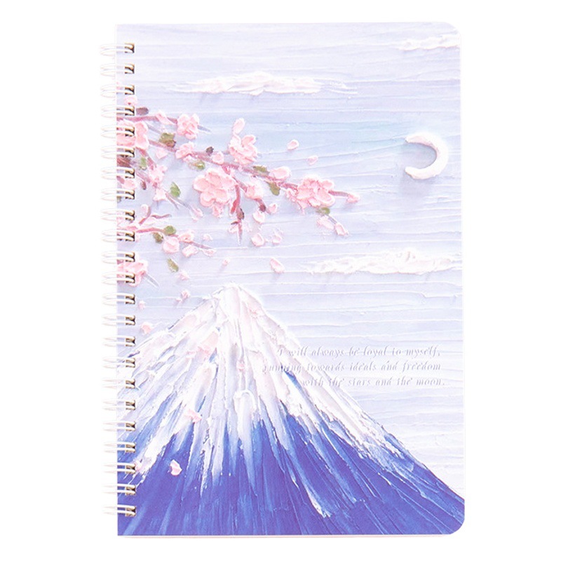 A5 bobina libro engrosada libreta horizontal estudiante papelería cuaderno de alto aspecto pintura al óleo paisaje diario al por mayor