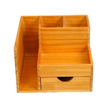 简约木质置物架桌面多功能创意收纳笔筒粉笔文件整理架实木收纳盒