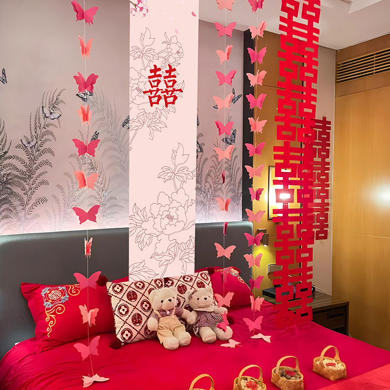 Casa de bodas estilo chino tela colgante jardín rural decoración de boda banquete de compromiso fotos de alto nivel pancarta de tela de fondo rojo